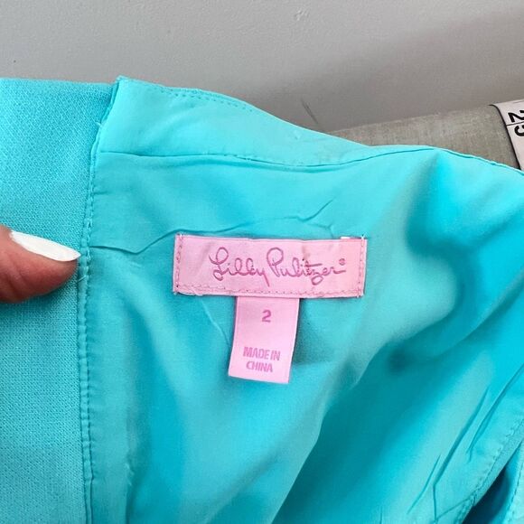 Lilly Pulitzer solid blue beaded cutout neckline shift dress size 2 - Picture 8 of 11